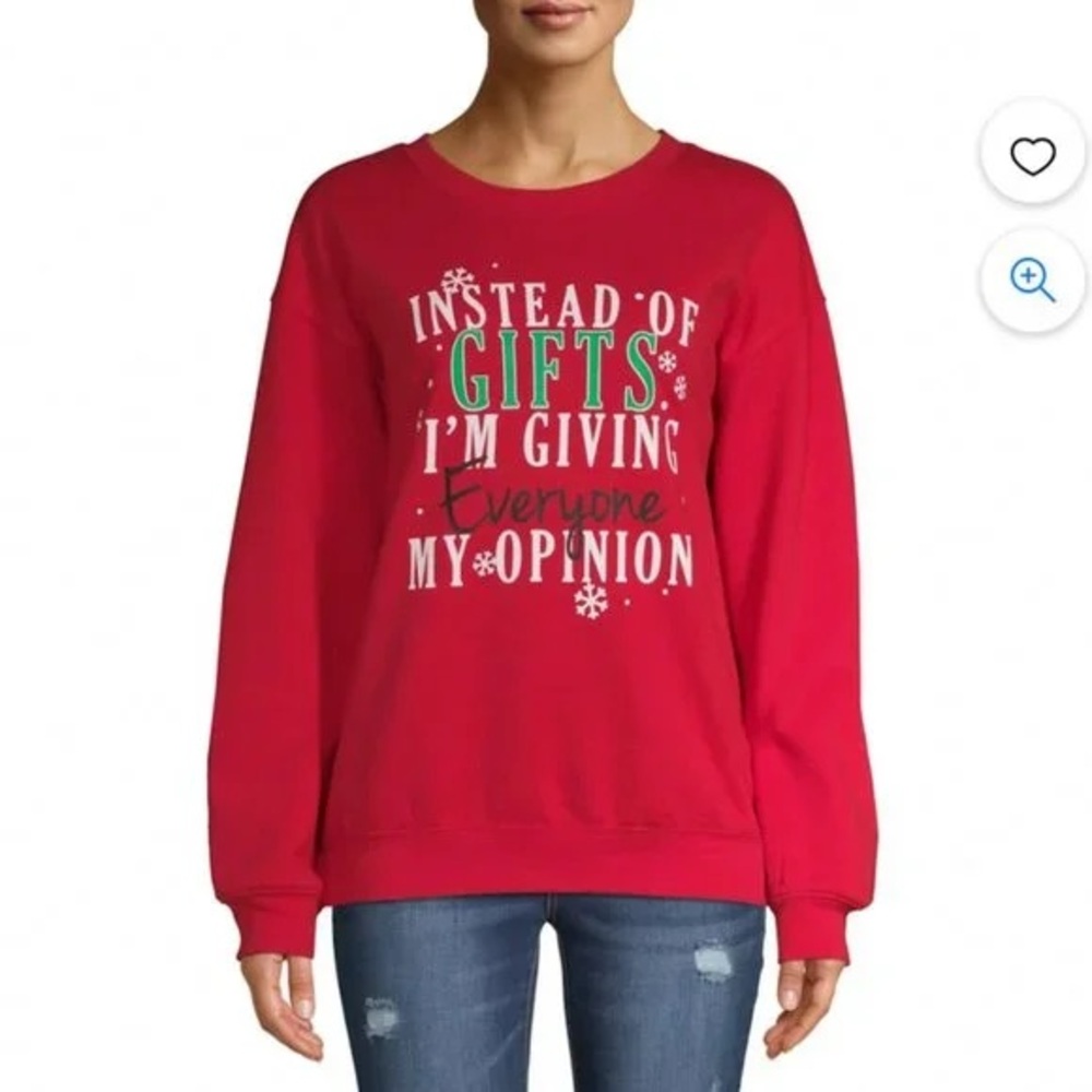 Novelty Red Christmas Sweatshirt- Size XL